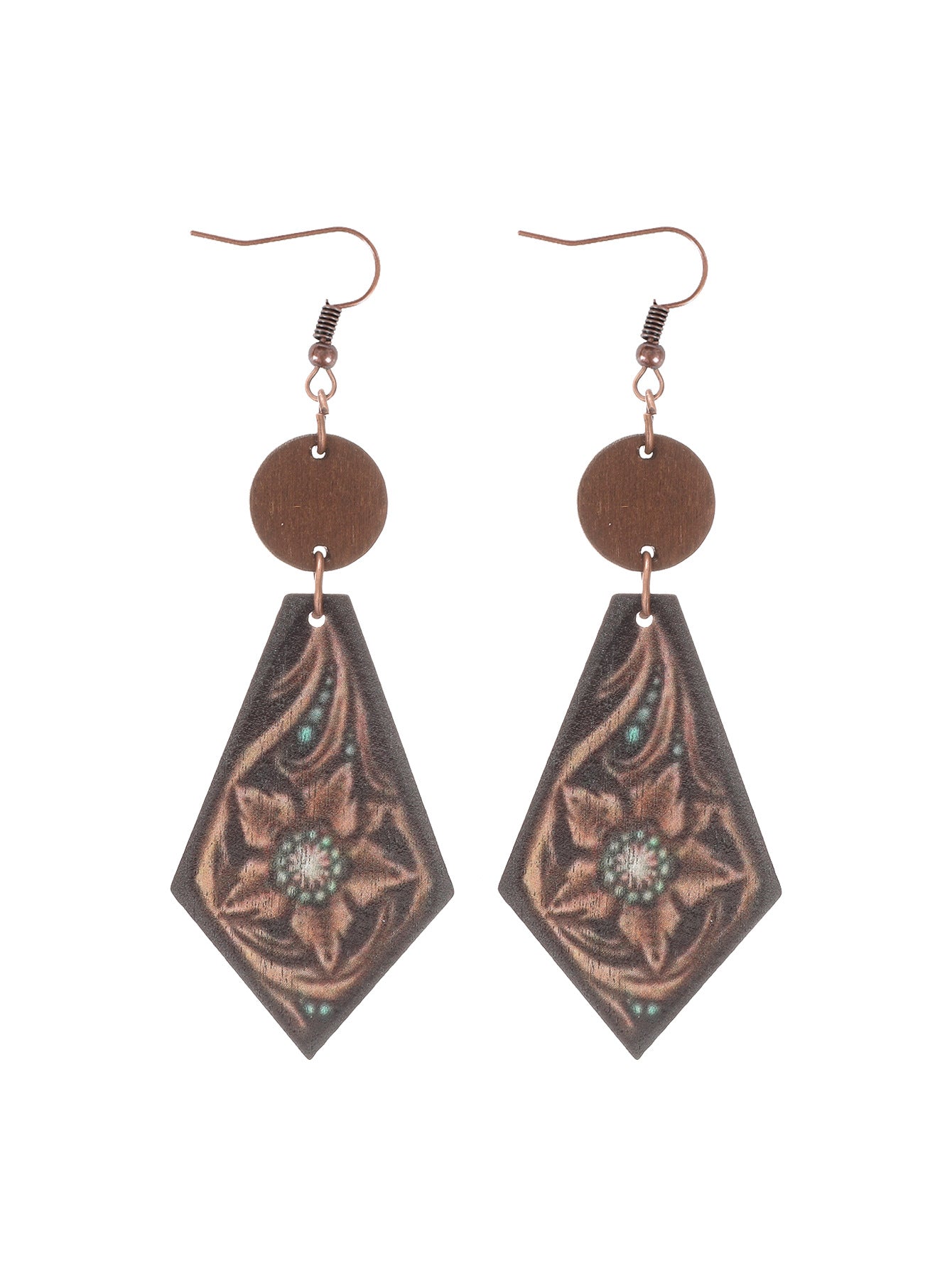 Wholesale cactus sheep head pattern irregular shape wooden earrings